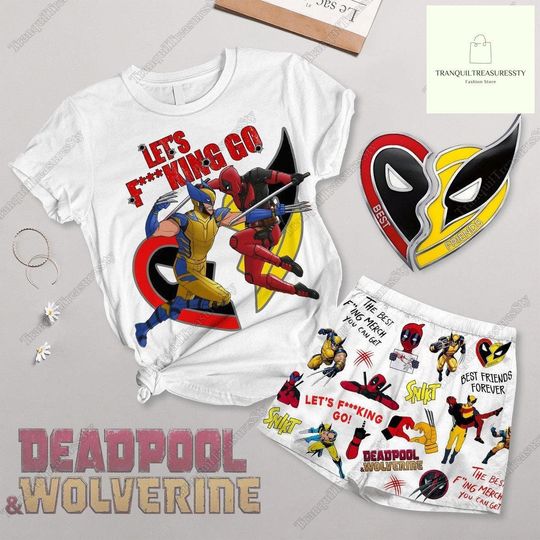 Deadpool And Wolverine T-Shirt And Shorts, Let's Fuckin Go Shirt, Deadpool And Wolverine Tee, Funny Deadpool Shirt, Movie Lover Shirt