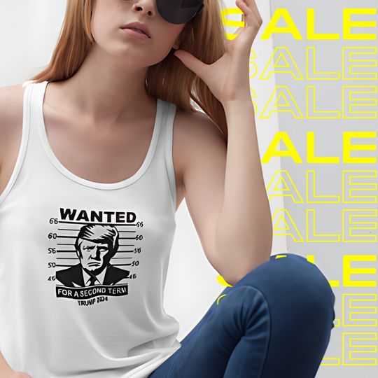 Trump Wanted for President Tank Top, Vote for Trump Shirt for Her, Republican Merchandise, Racerback Tank Top , Gift for her, US Elections