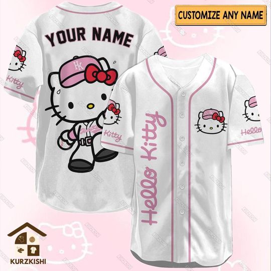 Hello Kitty Shirt, Hello Kitty Baseball Shirt, Hello Kitty Jersey Shirt, Custom Name Shirt, My Melody Shirt, Kitty Cat Shirt