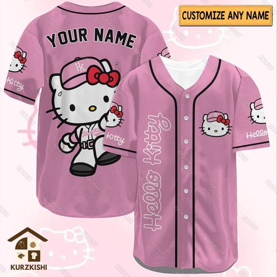 Hello Kitty Shirt, Hello Kitty Baseball Shirt, Cute Cat Jersey Shirt, Personalized Shirt, My Melody Shirt, Kitty Cat Shirt