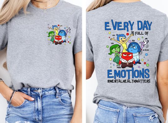Inside Out It's Okay To Feel All The Feels  Shirt,Mental Health Shirt, Speech Therapy Shirt, Everyday Is Full Of Emotions Mental Health Tee
