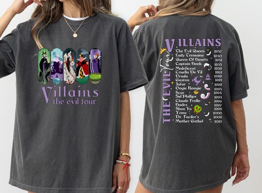 Villains Evil Tour Vintage Disney Shirt, Disney Villains Tour Tee,Retro Villains Characters Shirt, Girl Trip Shirt, Disney Evil Queens Tee