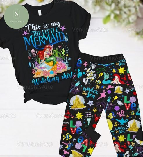 Little Mermaid Pajamas Set, Little Mermaid Holiday Pajamas, Disney Pajamas