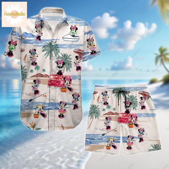 Halloween Minnie Hawaiian Shirt, Minnie Button Shirt, Disney Minnie Shorts, Minnie Mouse Summer Beach Shirt, Disney Vacation Shirt