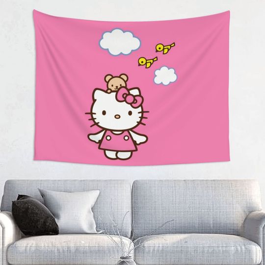 Hello Kitty Anime Hippie Tapestry, for Bedroom Decoration Tapestries, Home Decor