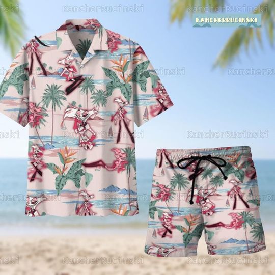 Angel Dust Hazbin Hotel Hawaii Shirt Short, Angel Dust Summer Short, Angel Dust Button Shirt For Women Men, Hazbin Hotel Movie Shirt