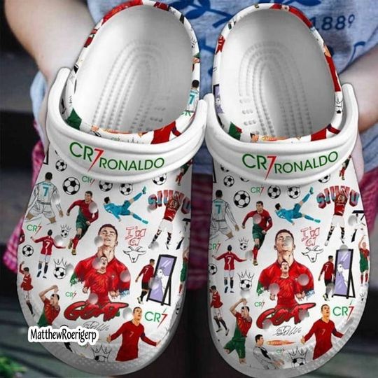 Cristiano Ronaldo Clogs, Cristiano Ronaldo Football Soccer Sport Shoes, Cristiano Ronaldo Slippers, Gift For Fan Cristiano Ronaldo