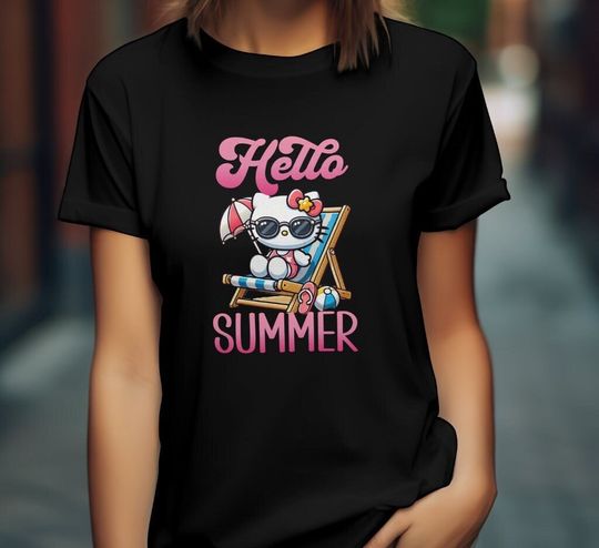 Hello Summer Beach Kitty Shirt,Hello Kitty Lover Gift,Hello Kitty Shirt,Summer Hello Kitty T-shirt,Summer Hello Kitty Shirt,Bella Canvas Tee