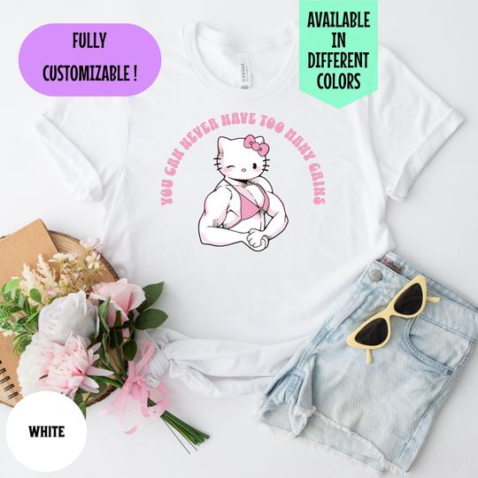 Hello Kitty Shirt Cute Tee Funny Gym Shirt, Bodybuilder Workout Shirt, Gains Shirt, Hello Kitten Cute Shirt, Body Bikini Shirt, Unisex Shirt