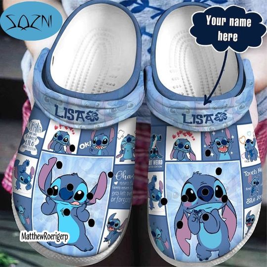 Personalized Lilo Stitch Crocband Clogs, Clog Shoes For Mini Kids, Clog Shoes For Men Women, Gift for Halloween