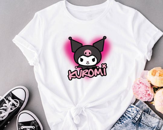 Kuromi Kawaii Characters, Kitty Shirts, Kawaii Shirt, Cute Shirt, Girl Shirt, Cat Girls Shirt, Cute Hello, Anime Manga Shirt, Anime T-shirt