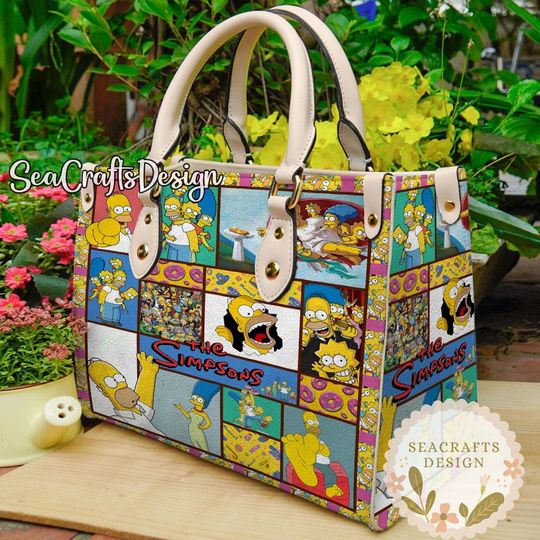 The Simpsons Vintage Leather Handbag, The Simpsons Leather Top Handle Bag, Gifts for her