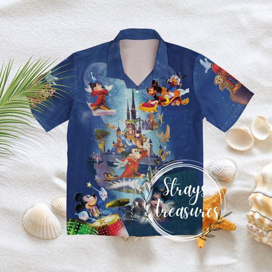 Mickey Disney Hawaiian Shirt, Tropical Flowers Summer Button Up for Men, Women, Kids, Trending Casual Fashion