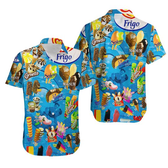 Cornetto Ice Cream Hawaiian Shirts, Ice Cream Hawaiian Shirt, Ice Cream Beach, Hawaiian Shirt Summer Hawaiian Shirt, Hawaiian Beach Shi