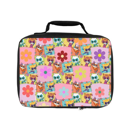 Super Kitties  flower Lunch Bag, Kids Lunch Bag, School  Lunch Bag, Back to school Lunch Bag