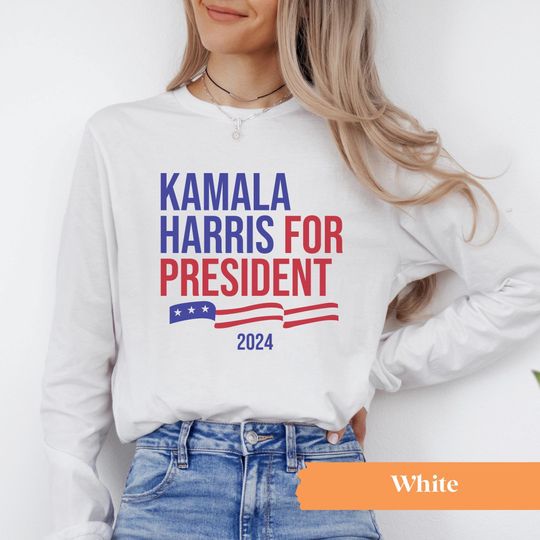 Kamala Harris Long Sleeve, Finish the Job Long Sleeve, Women's Kamala Harris Shirt, Harris 2024 Long Sleeve, Madam President Long Sleeve
