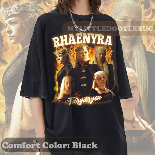 Team Black Shirt, Retro 90s Bootleg T-shirt, Rhaenyra Targaryen shirt, TV Show Character Tee, GOT Fan Shirt