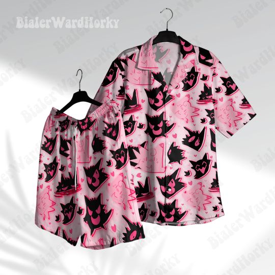 Gengar Jigglypuff Hawaiian Shirt Love Type Funny Cute Aloha Shirt Jigglypuff Gengar Shirt Gifts Anime Shirt