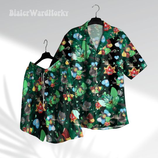 Ogerpon Hawaii Shirt Grass Type Green Shirt Aloha Shirt Anime Shirt Ogerpon Gifts