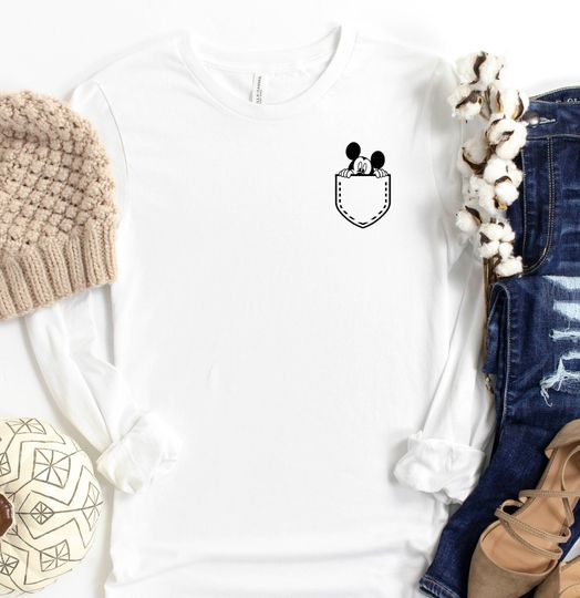 Funny Disney Pocket Long Sleeve T-shirt, Disney Mickey Long Sleeve T-shirt, Disney Vacation Long Sleeve Tee, Disney Family Trip Long Sleeve