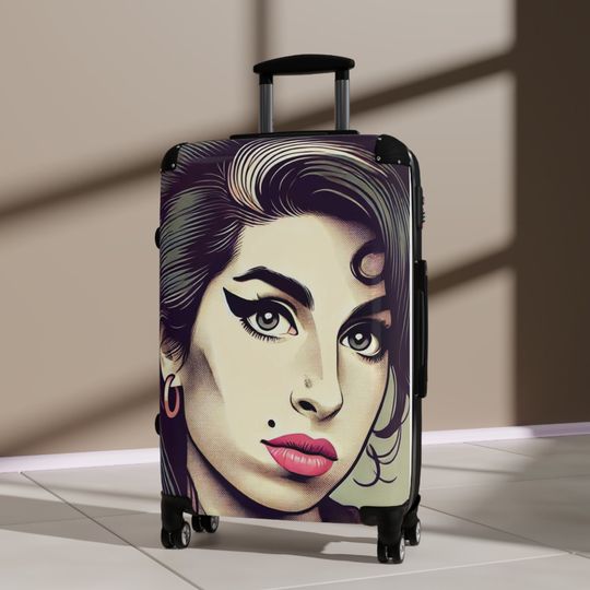 Discover our elegant and durable travel suitcase, ideal for all your trips, Lightweight, spacious and secure, Amy Winehouse Suitcase