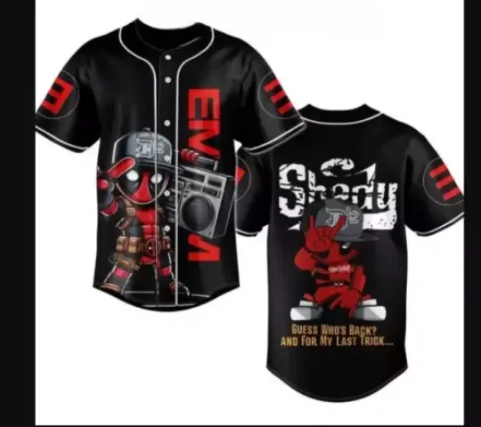 Eminem Deadpool Guess Baseball Jersey | Music Tour Outfit | Summer Streetwear For Unisex