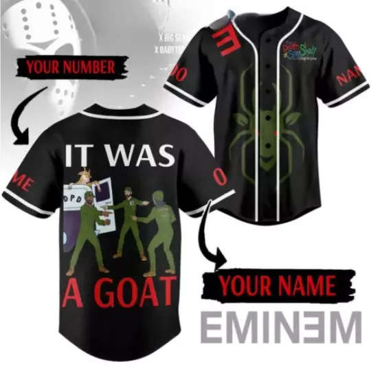 Eminem It Was A Goat Personalized Baseball Jersey | Music Tour Outfit | Summer Streetwear For Unisex