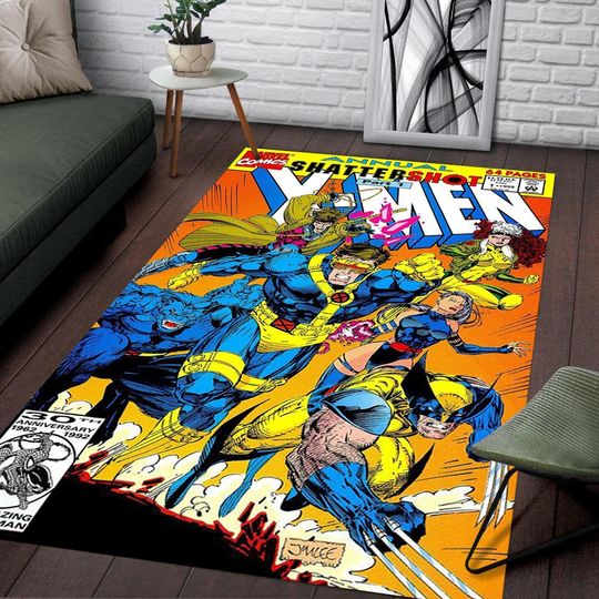 X-Men,Spiderman,Magazine Cover,Spider Web,Comic Book,Legendary Hero,Cartoon Cover Rug,Avengers Rug,Chield Rug,Venom Rug,Superhero Rug