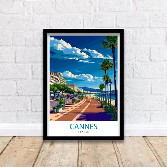 Cannes France Travel Print  Cannes Wall Decor Cannes Poster French Riviera Travel Prints Cannes Art Print Cannes Illustration