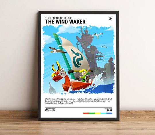The Legend of Zelda: The Wind Waker (2002) Gamecube Poster - Video Game Art Print - Gaming Gift