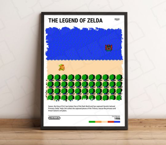 The Legend of Zelda (1986) NES Poster - Video Game Art Print - Gaming Gift