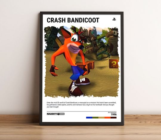 Crash Bandicoot 1 (1996) Poster - Video Game Wall Art Print - Gaming Gift