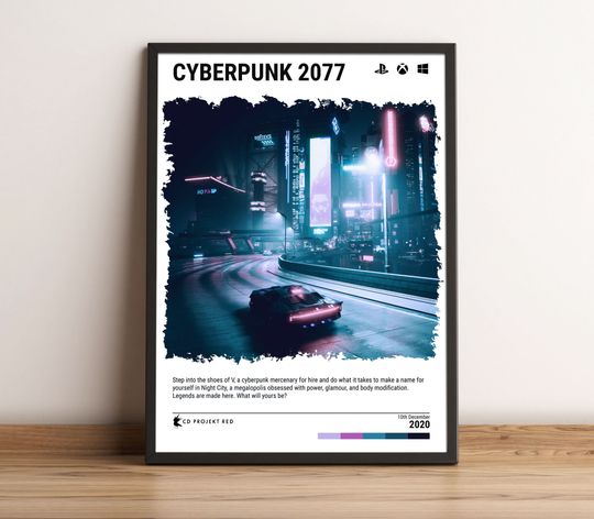 Cyberpunk 2077 (2020) Poster - Video Game Wall Art Print / Home Decor - Gaming Gift
