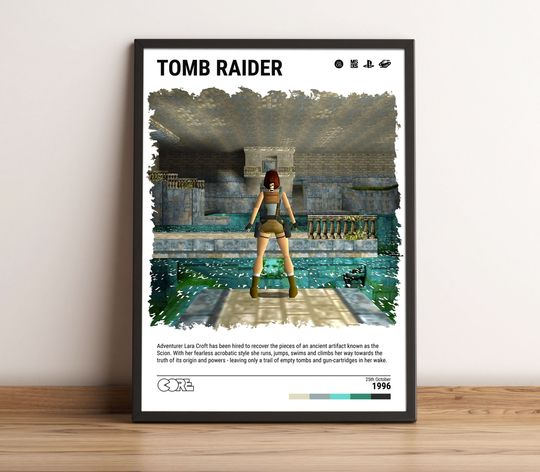 Tomb Raider 1 (1996) Poster - Video Game Art Print - Gaming Gift
