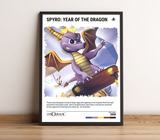Spyro: Year of the Dragon (2000) Game Poster - Video Game Wall Art Print - Gaming Gift
