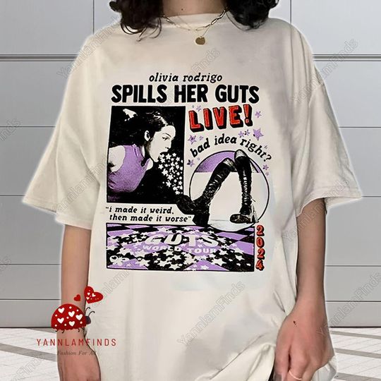 Olivia Rodrigo Spills Her Guts Shirt, Olivia Rodrigo Guts Tour Shirt, The Guts World Tour 2024 Merch, Bad Idea Right Shirt