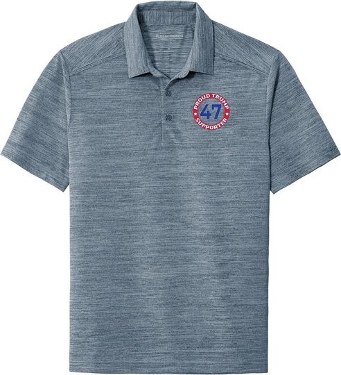Proud Donald Trump Supporter Chest Print Men's Stretch Heather Polo Shirt 26504ED2-PP-K583