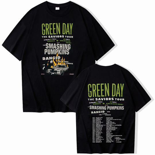 Green Day Saviors T-Shirts, Unisex Harajuku Hip Hop O-Neck Short Sleeve Shirts Fans Gift