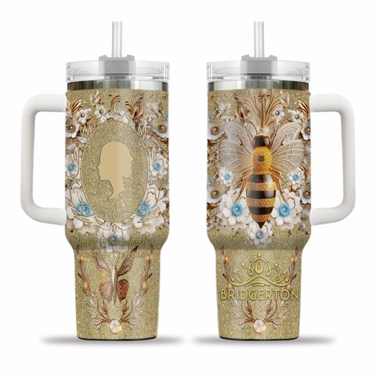 Bridgerton 40oz Tumbler, Lady Whistledown Tumbler, Bridgerton TV Show Tumbler, Stainless Steel Tumbler, Gift For Her,Tumbler With Straw
