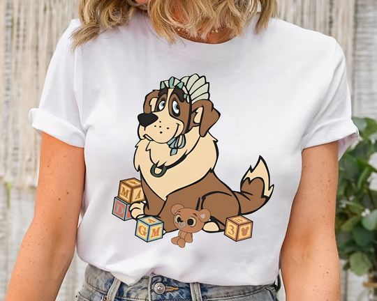 Nana Dog And Toys Shirt, Peter Pan Dog Disney Retro Cotton T-shirts, Short Sleeve Tshirt for men, women, Unisex, Vacation Holiday Gift