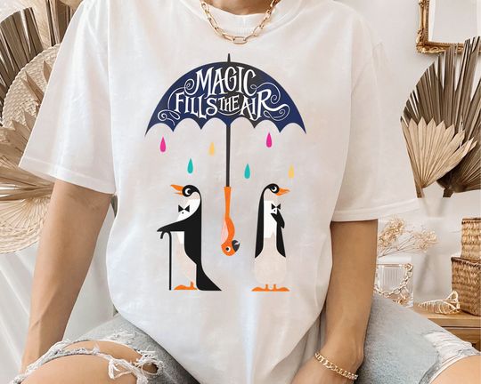 Funny Disney Mary Poppins Penguin Full Of Magic Cotton Shirt, Comfortable Short Sleeve Sports Tee for Men, Women, Kids, Family Vacation Holiday Gift