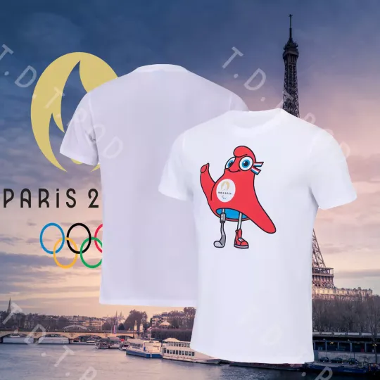 Paris 2024 Paralympics Mascot T-Shirt | Olympic Cotton Tee | Summer Sport Shirt