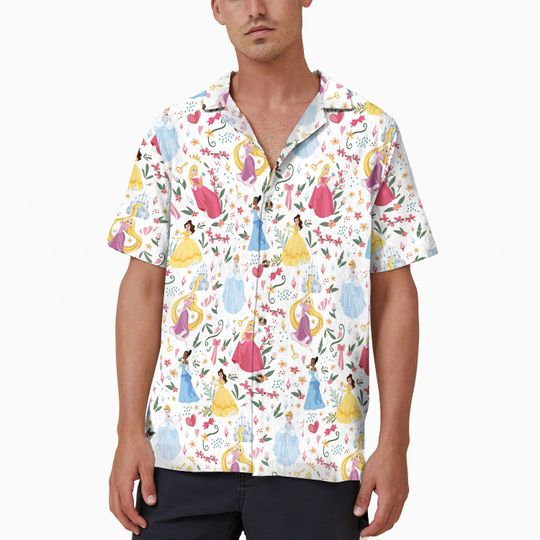 All Princess Hawaii Beach Shirt, Princess Movie Button Up Shirt