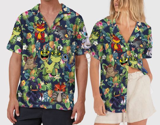Dragon Pineapple Hawaiian Shirt, Toothless Aloha Vacation Shirt, Dragon Lover Gift