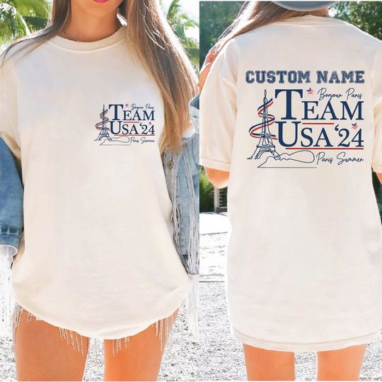 USA Team Custom Name Shirt, USA Team Personalized Shirt, USA 2024 T-Shirt, Paris France Shirt, Paris Games Shirt, Unisex T-Shirt