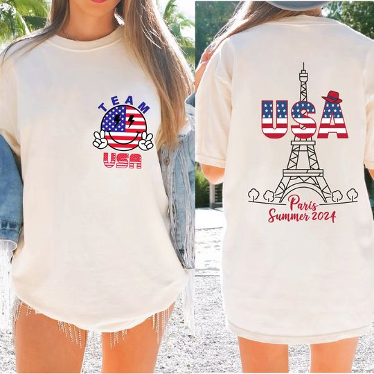 USA Team Comfort Colors Shirt, USA Eiffel Tower T-Shirt, USA 2024 T-Shirt, Paris France Shirt, Paris Games Shirt, Unisex T-Shirt