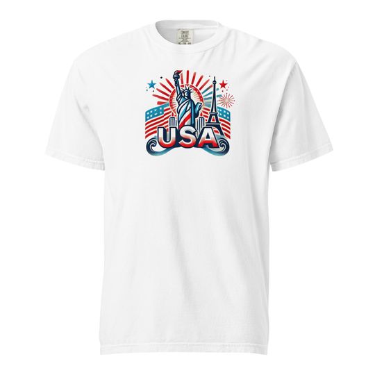 USA Comfort Colors Heavyweight T-shirt for 2024 Paris Summer Games Eiffel Tower