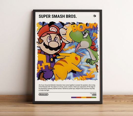 Super Smash Bros. (1999) N64 Poster - Video Game Art Print - Gaming Gift