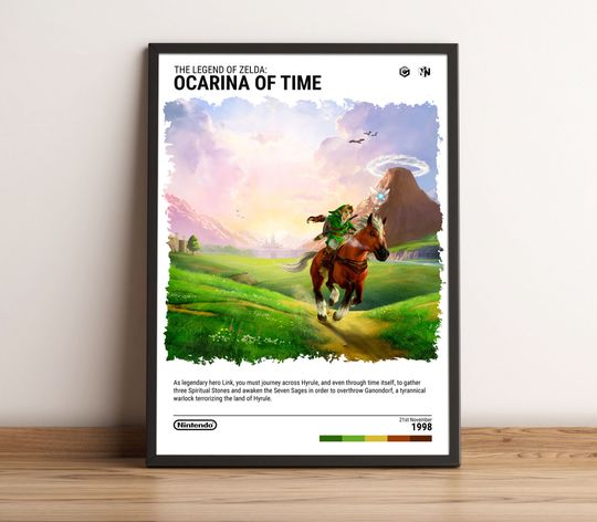 The Legend of Zelda: Ocarina Of Time (1998) Poster - Video Game Art Print - Gaming Gift