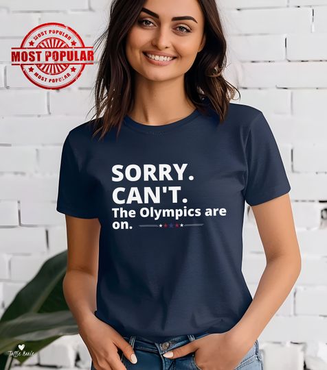 SORRY. CAN'T. The Olympics are on Funny Unisex Jersey Short Sleeve Tee, Funny Olympic Humor t-shirt, Paris Olympics shirt, 2024 USA tee Gift